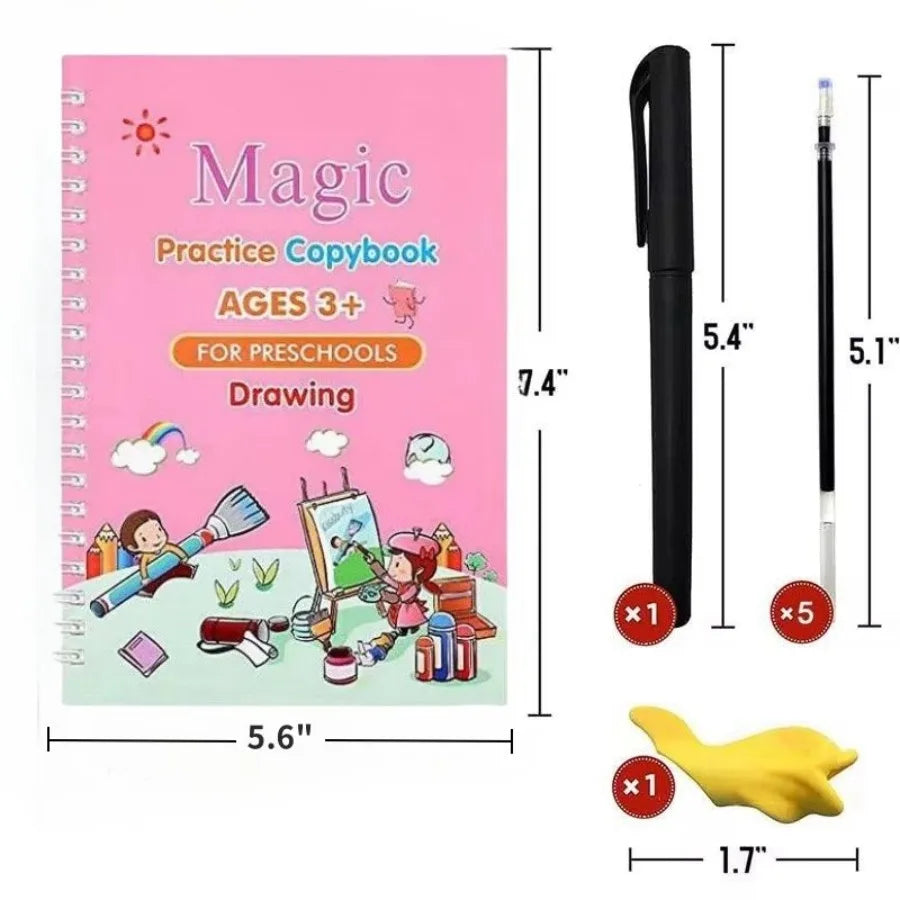 Reusable Magic Copybook Drawing Toys Pen Control Training Writing for 3D Magic Notebook Writing Lettering Calligraphy Notebooks