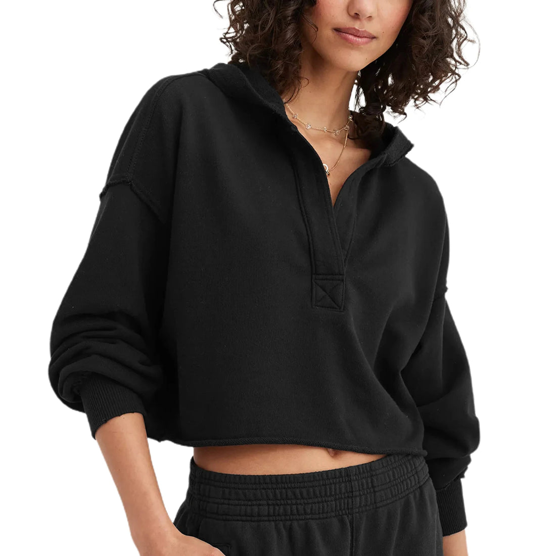 Women s Casual Long Sleeve Pullover Hoodie with Drawstring Hood and V-Neckline for Spring and Autumn Fashion