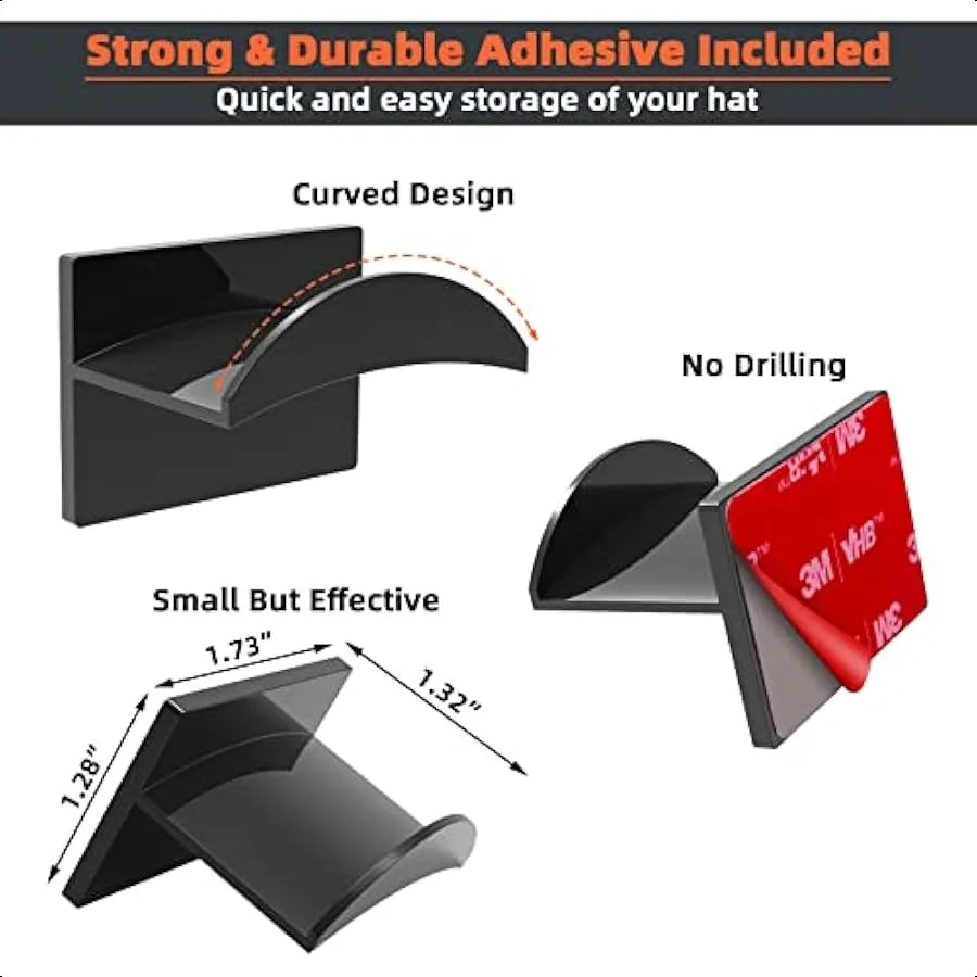10 PCS Adhesive Hat Hooks for Wall Strong Hold Hat Hangers Minimalist Hat Rack Design No Drilling Hat Hooks for Baseball Caps H