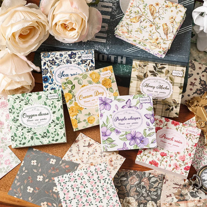 Mr. Paper 600pcs Bewitching Flower Cranberry Garden Series Material Paper DIY Material Collage Scrapbook Diary Notebook Photo