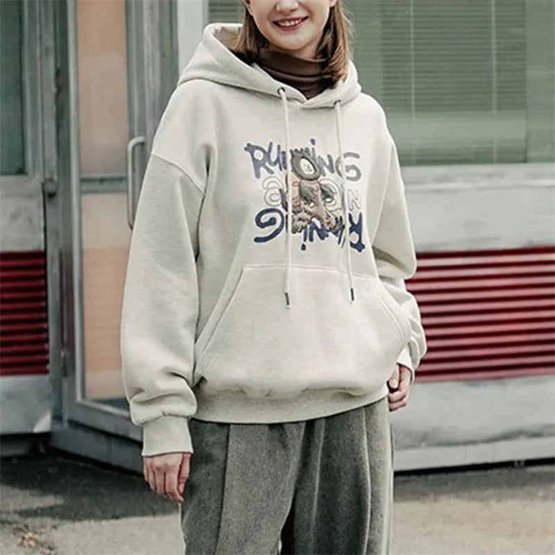 Unisex Embroidered Hoodie Sweatshirt with Long Sleeves Lightweight Streetwear Pullover for Men and Women Casual Tracksuit Top